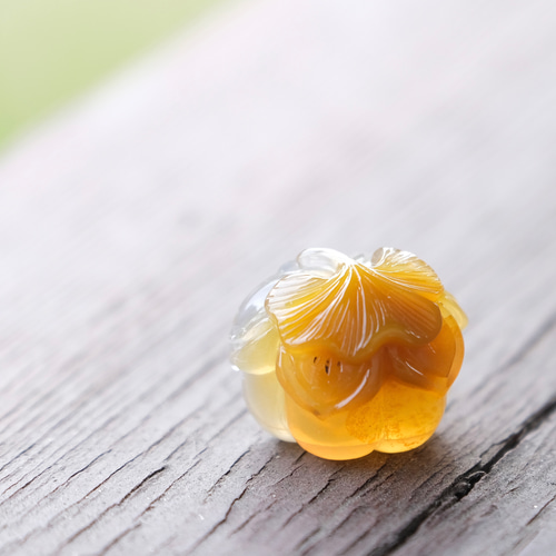 ゴビ石−1412 ゴビ瑪瑙 『銀杏』和菓子 彫刻 その他インテリア雑貨