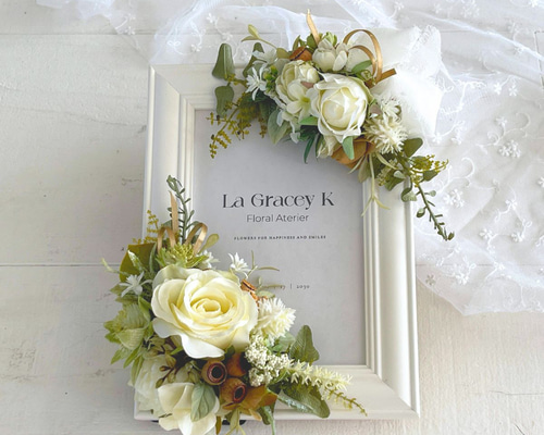 フォトフレーム 花 ウェルカムボード ポストカード 造花 結婚式 縦