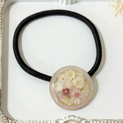キーホルダー ドライフラワー くすみピンク系 六角形 レジン その他