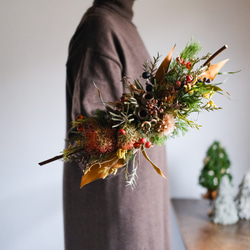 ナンキンハゼのちいさなリース ベル付き ベル付き 小さなナンキンハゼのリース＊ドライフラワーリース リース