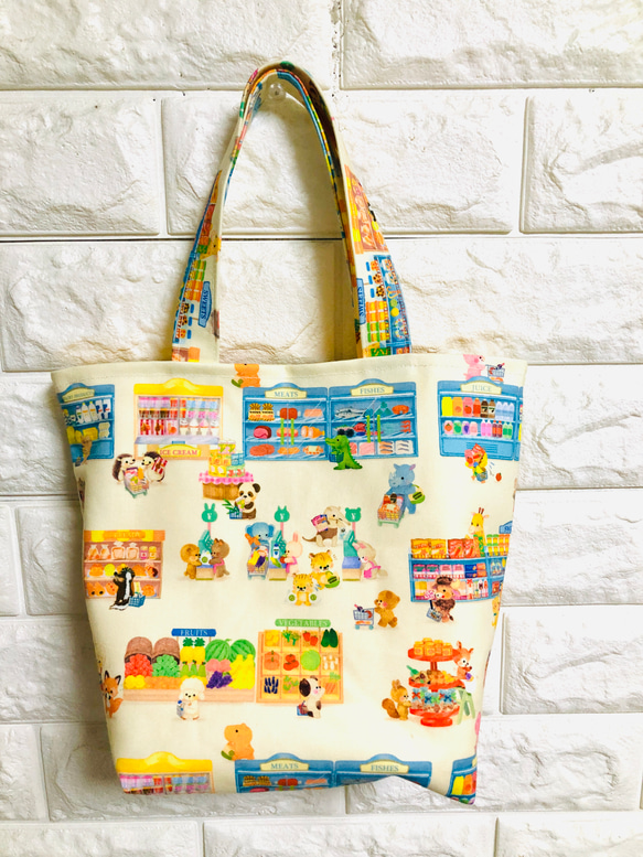 ❤️ yukiemonピッコロマーケット柄ミニトートバッグ❤️ 1枚目の画像