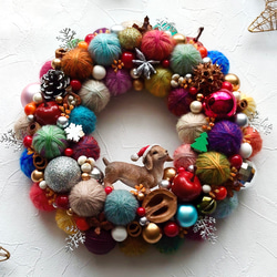 受注制作～新作2024 カラフルでにっこり❀毛糸玉の節分飾り〈寝転ぶ赤