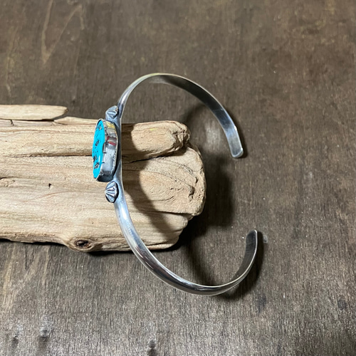 キングマン　ターコイズ　シルバー　バングル　ブレスレット#インディアンジュエリー キングマン ターコイズ シルバー バングル ブレスレット