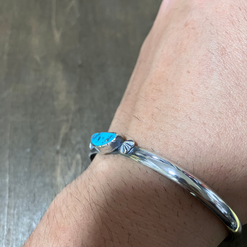 キングマン ターコイズ シルバー バングル ブレスレット #インディアン