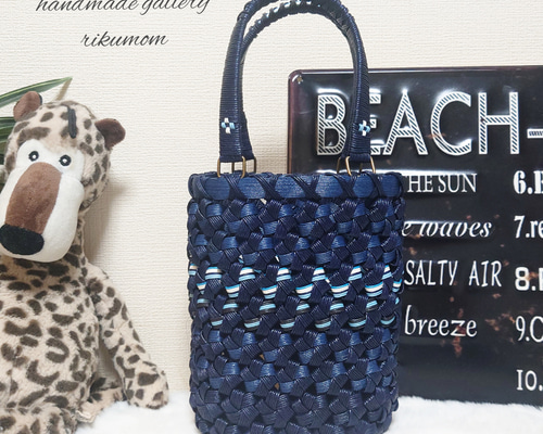 オーダー専用 クラフトバンド花結び かごバッグ クラフトバンド＊かごバッグSS/花結び✿セミオーダー かごバッグ