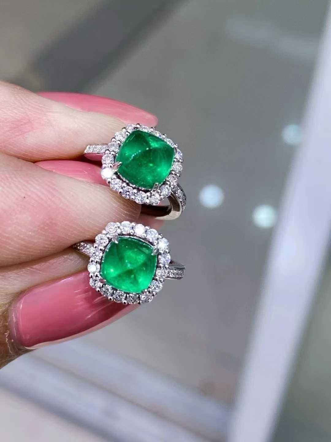 天然エメラルドフープピアスk18 0106