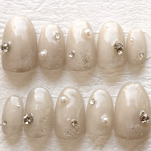 ちゅるんクリアホワイトマグネットsilver x pearl✨ニュアンスネイル