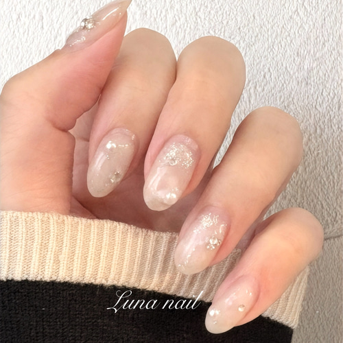 ちゅるんクリアホワイトマグネットsilver x pearl✨ニュアンスネイル