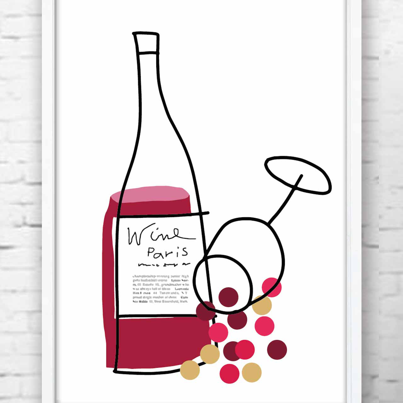 テーブルの景色　ワイン　フルーツ　イラスト　ポスター  アートポスター　アートsei検索新着順　1052