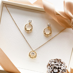 baby A/P　アクセサリーセット AAAジルコニアとゴールドリース アクセサリーセット 金アレ対応