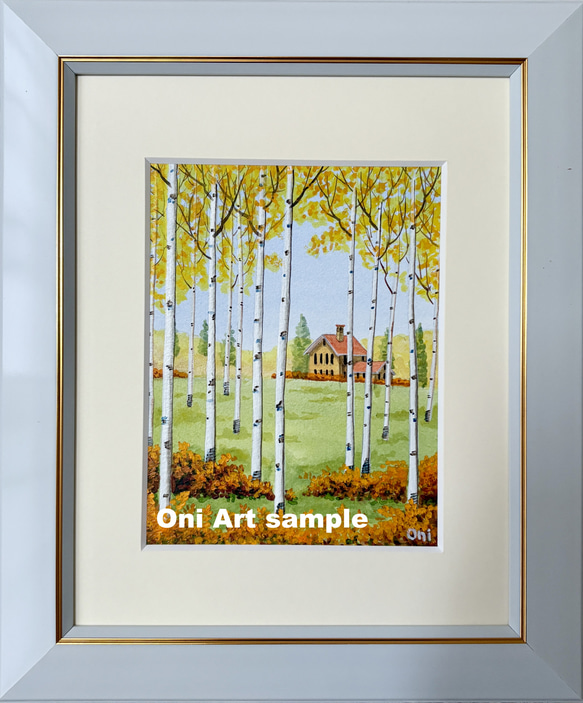 0288　絵画　アクリル画　風景　静ずか　落着き　秋　オータム　フォール　森　林 How to draw [Autumn leaves / Walking path in the park] with