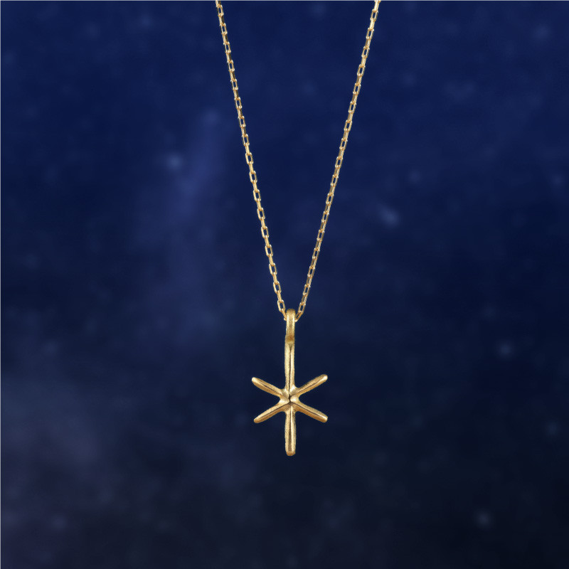 【着けっぱなし/K18/星ネックレス】(star2)18金 プチネックレス 星 結晶 オフィスにも プレゼントにも