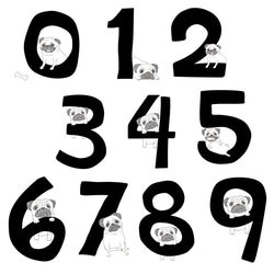 【名入れ】パグ数字　ブラックパーカー 親子コーデ　フレンチブルドッグ　ナンバー　数字 2枚目の画像