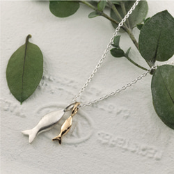 K18 シルバーお魚ネックレス】コンビ バイカラー 魚好き ユニーク