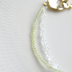 2WAY ブチペリドットとハーキマーダイヤモンドの2連マンテル留め具ブレスレット  8月誕生石 5枚目の画像