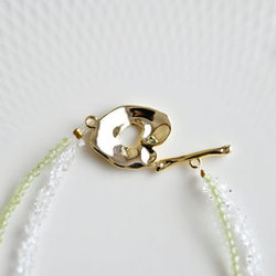 2WAY ブチペリドットとハーキマーダイヤモンドの2連マンテル留め具ブレスレット  8月誕生石 4枚目の画像