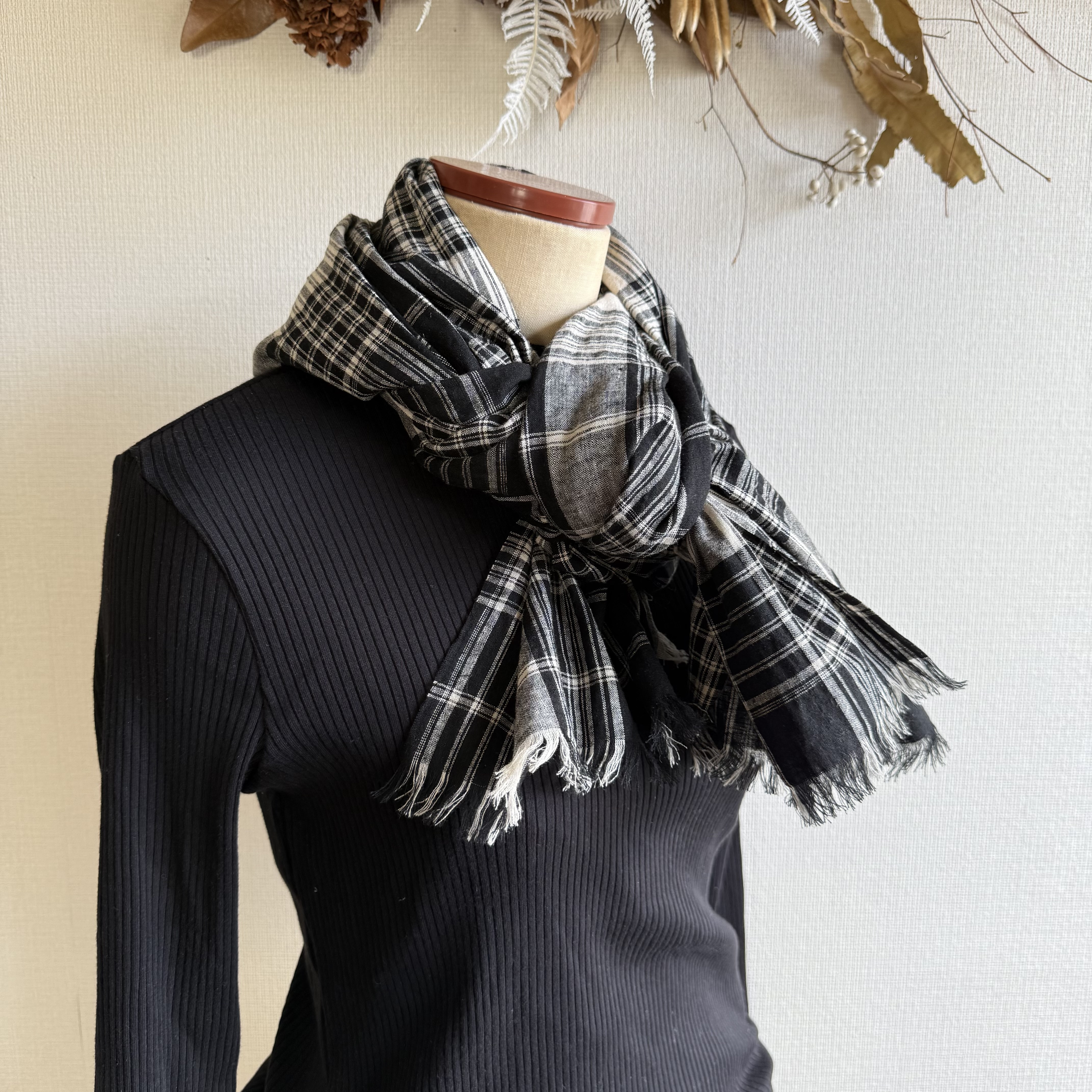 国産綿麻 上質素材の大判ストール【播州織】