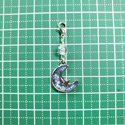 No.1453-A マスクチャーム☆月☆ファスナーチャーム(シルバー) その他