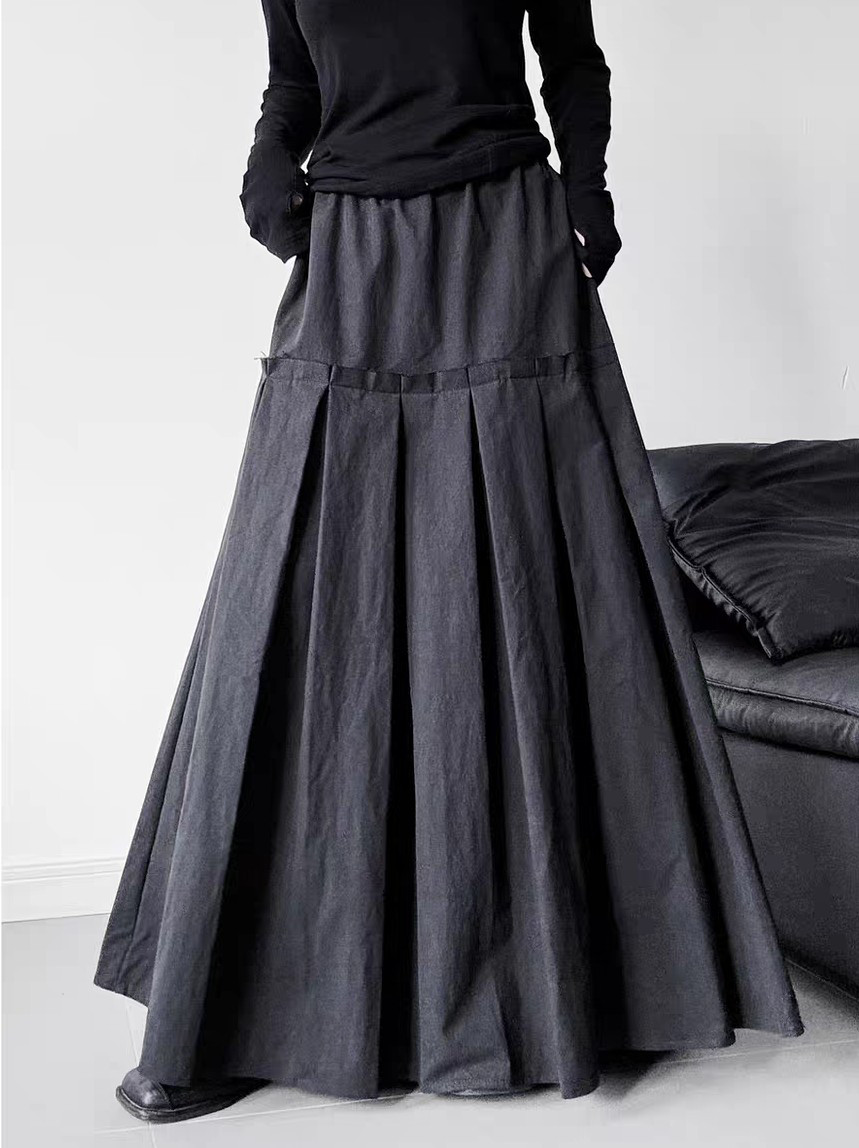 程良いきちんと感でエレガントに広がる♪切り替えボックスプリーツスカート