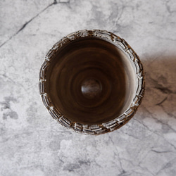 3.5号白黒練込み裂紋鉢301　塊根植物　多肉植物　アガベ　盆栽　植木鉢　作家鉢　鉢皿　沖縄 5枚目の画像