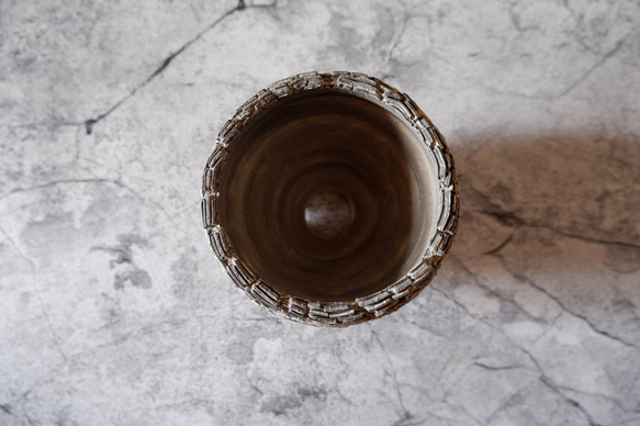 3.5号白黒練込み裂紋鉢301　塊根植物　多肉植物　アガベ　盆栽　植木鉢　作家鉢　鉢皿　沖縄 5枚目の画像