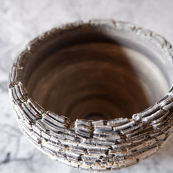 3.5号白黒練込み裂紋鉢301　塊根植物　多肉植物　アガベ　盆栽　植木鉢　作家鉢　鉢皿　沖縄 4枚目の画像