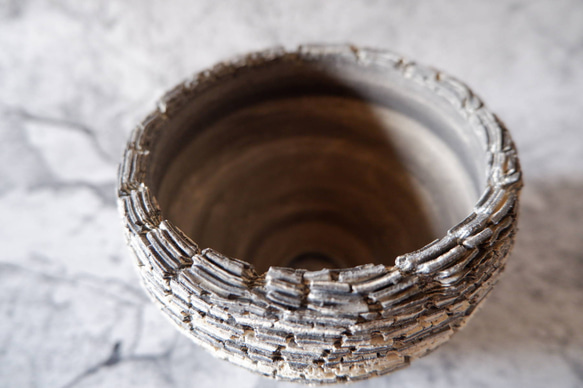 3.5号白黒練込み裂紋鉢301　塊根植物　多肉植物　アガベ　盆栽　植木鉢　作家鉢　鉢皿　沖縄 4枚目の画像