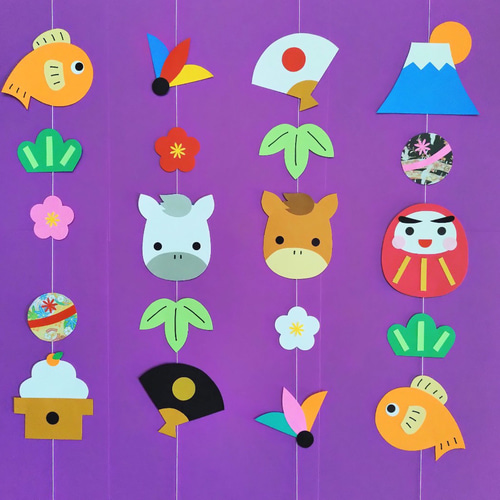 冬 お正月 吊るし飾り 壁面飾り ガーランド 12月 1月 2月 雑貨・その他