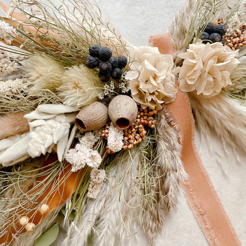 横向きスワッグ ナチュラル ドライフラワー 横長スワッグ スワッグ