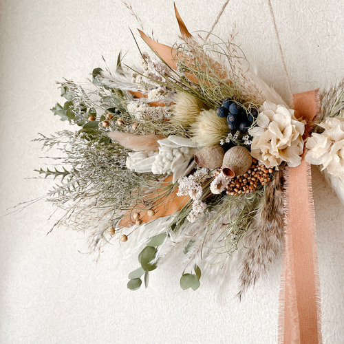 横向きスワッグ ナチュラル ドライフラワー 横長スワッグ スワッグ