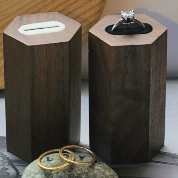 木製 リングディスプレイ リングスタンド 指輪置き 8枚目の画像