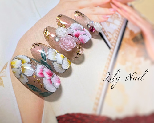 2色薔薇マグネットネイルチップ ネイルチップ（つけ爪） Lily Nail