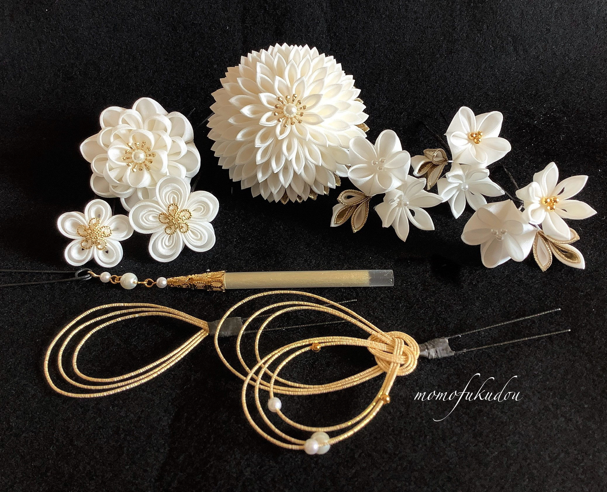 《受注製作 》10点セット 成人式 ブライダルつまみ細工の髪飾り