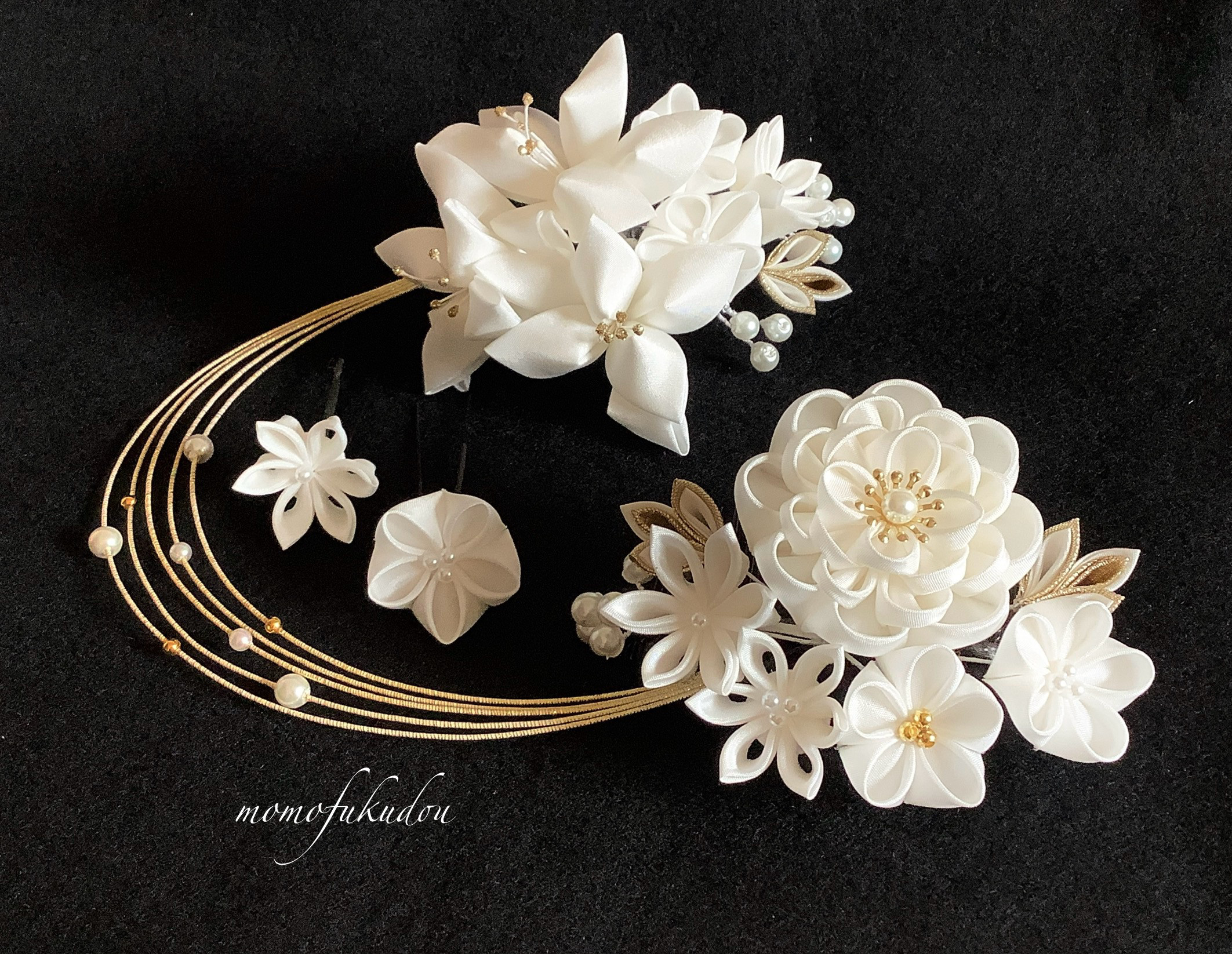 5点セット 成人式 ブライダルつまみ細工の髪飾り