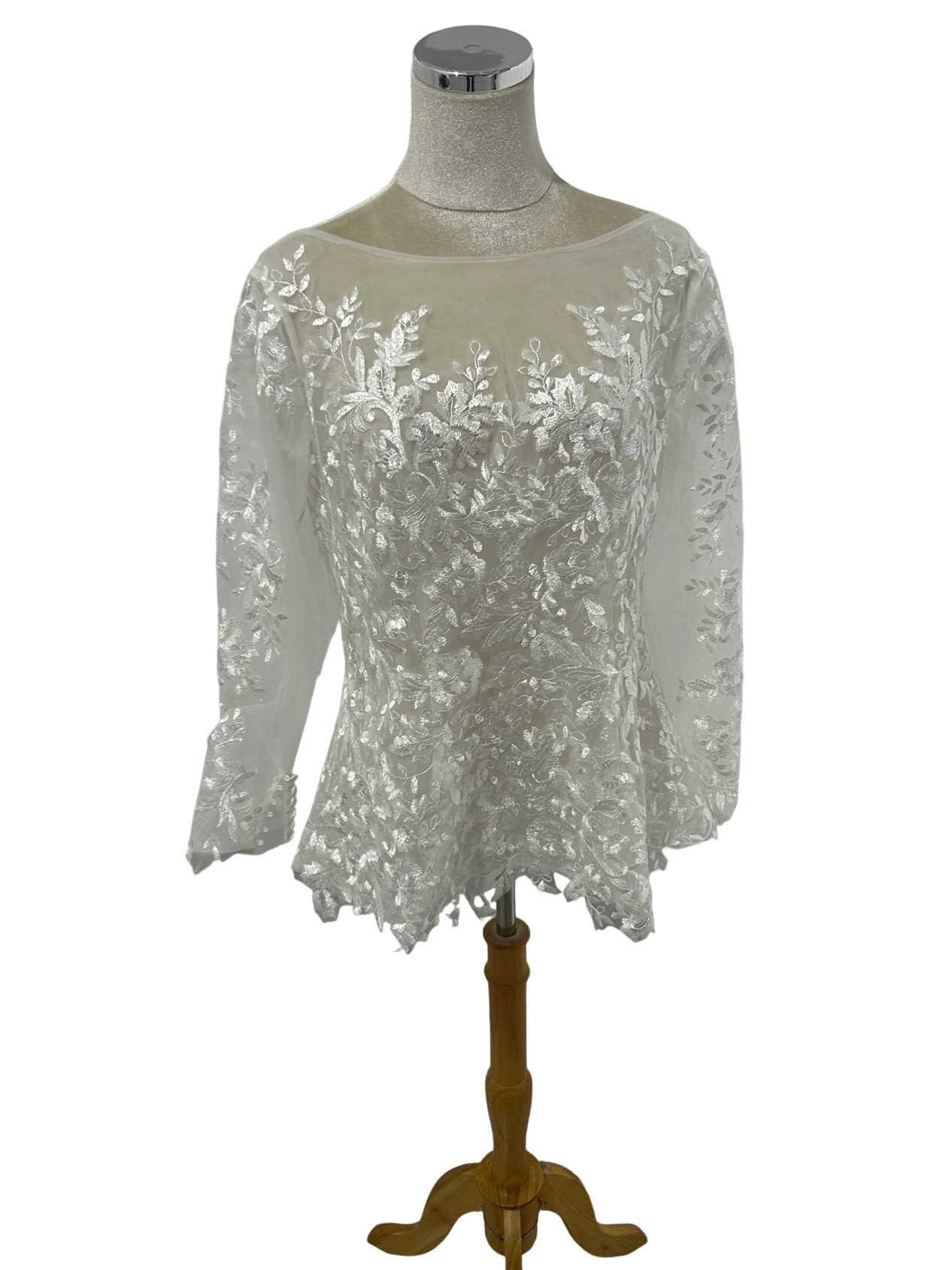 ボレロ インポートビジューレース ロングスリーブ ハンドメイド ラウンドネック ブライダル