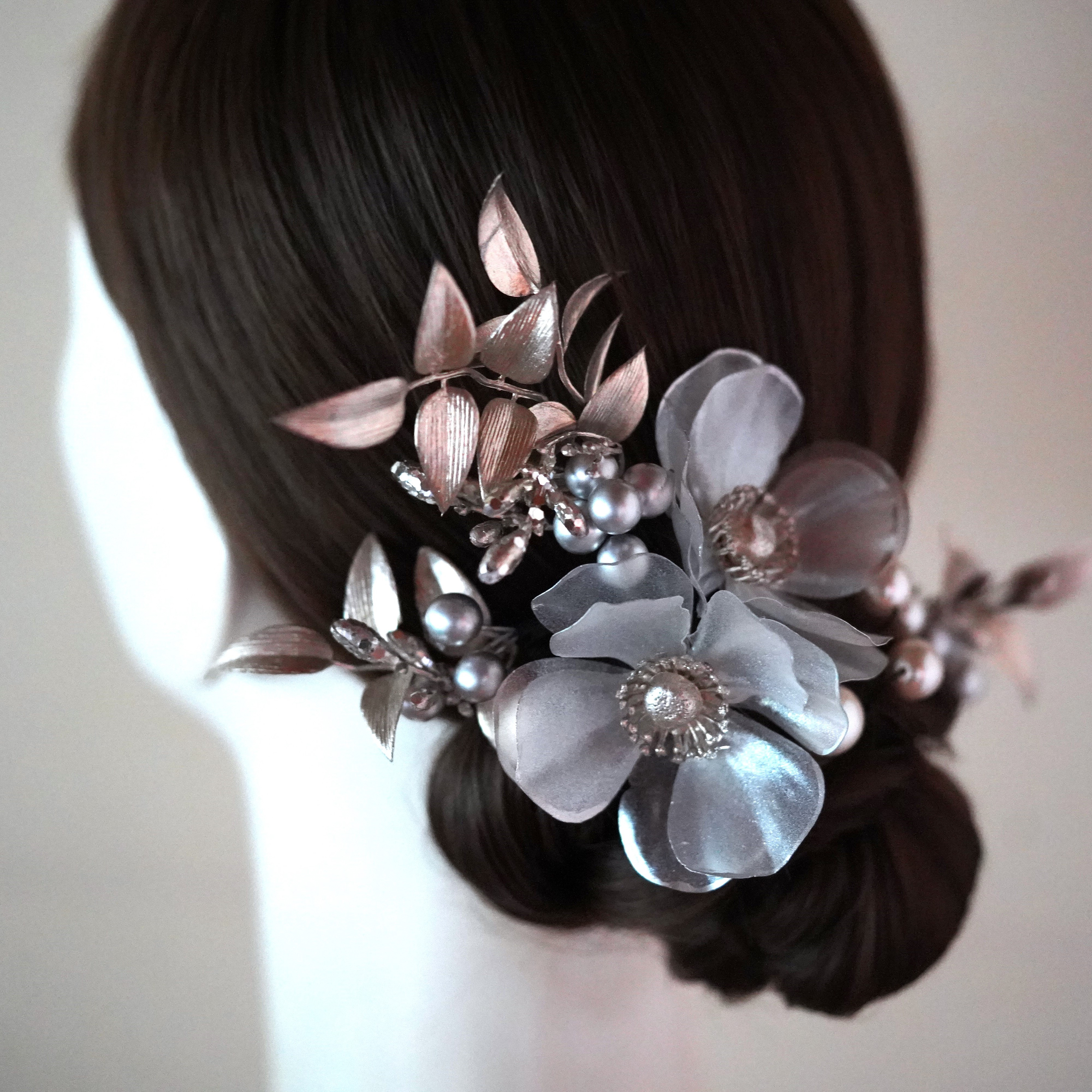 【special set】アネモネの髪飾り（プラチナ）＊一点限り＊