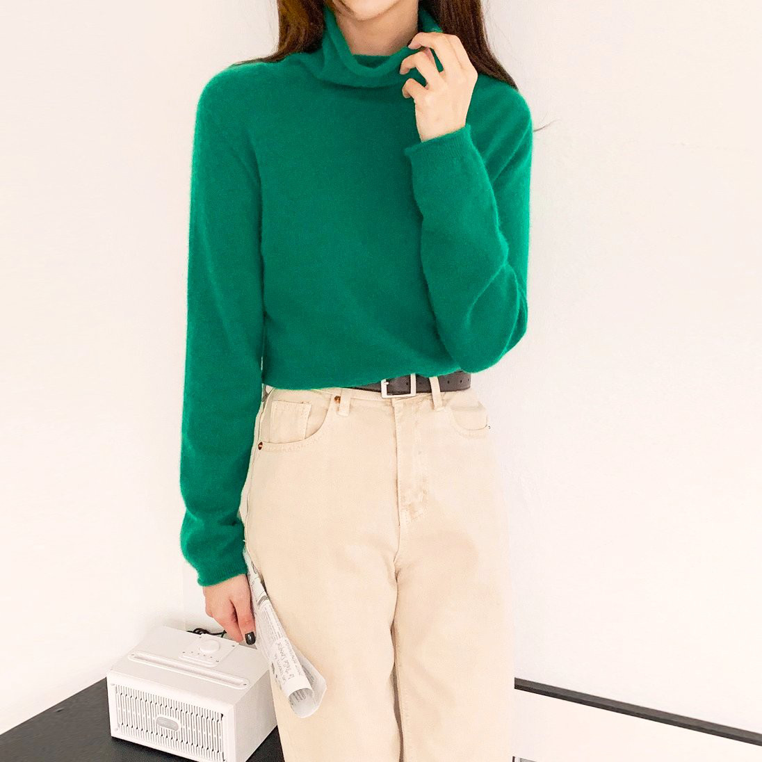 ラクーンウール 可愛いロールネック レディース トップス 秋冬 新作/T132H006