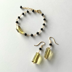 smoky yellow＊レモンクオーツ×オニキス＊14Kgfブレスレット 7枚目の画像