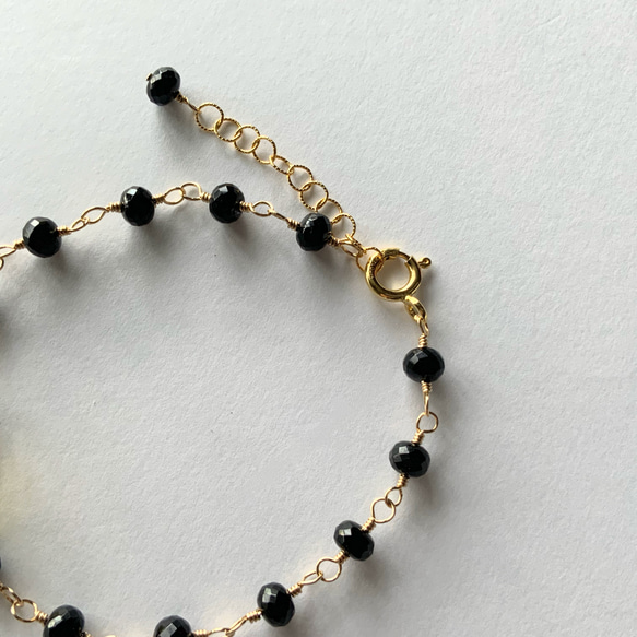 smoky yellow＊レモンクオーツ×オニキス＊14Kgfブレスレット 6枚目の画像