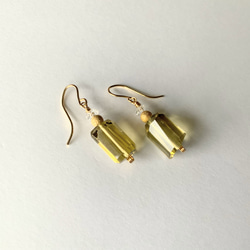 smoky yellow＊レモンクオーツの香水瓶＊14Kgfピアス 3枚目の画像