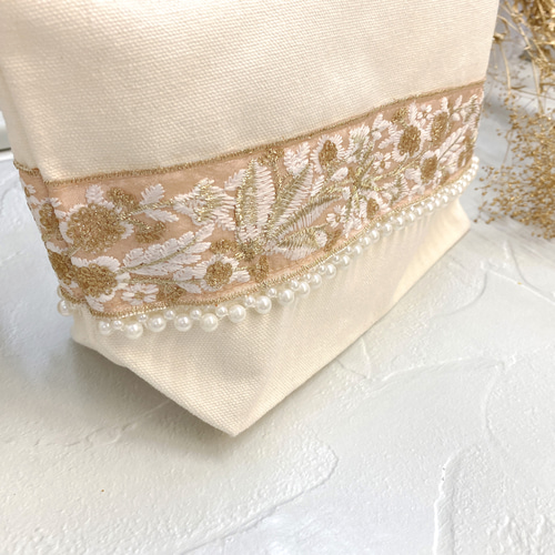 SALE 20％off】インド刺繍リボン トートバッグ ミニトート