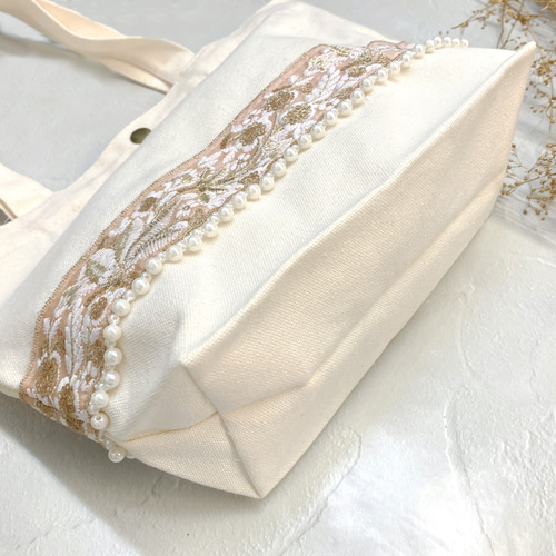 SALE 20％off】インド刺繍リボン トートバッグ ミニトート