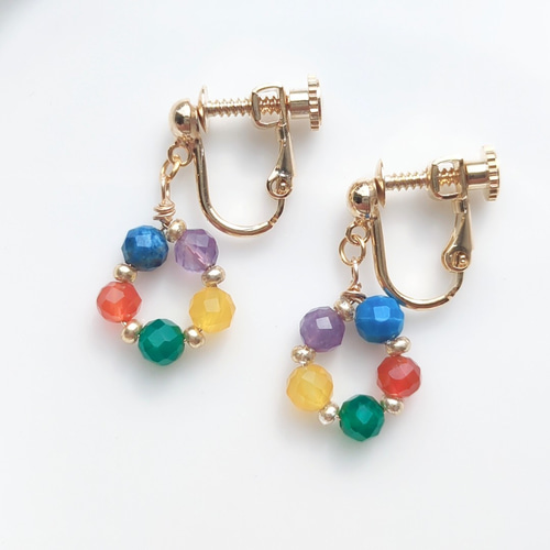 まるたままる にのじゅん　ノンホールピアス5色 春の色【ピアス/イヤリング】 ポリマークレイ clemo | イヤリング・ノンホールピアス
