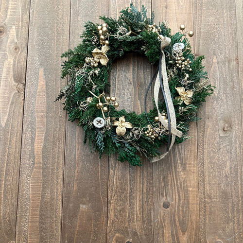 煌びやかなゴールド プリザーブドフラワーリース その他インテリア雑貨