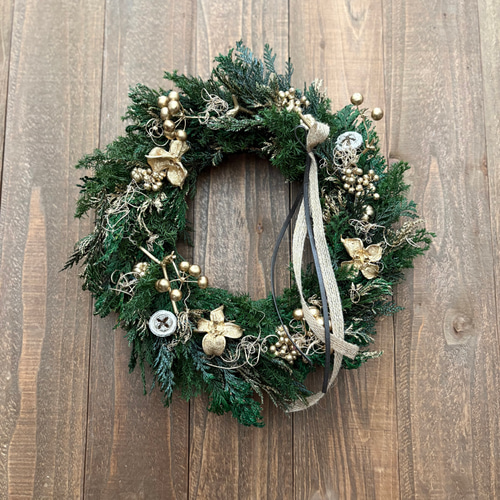 煌びやかなゴールド プリザーブドフラワーリース その他インテリア雑貨