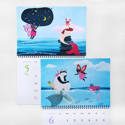 2026魔法の猫カレンダー｜マーメイド猫＆妖精猫｜A3壁掛け・月めくり（ユニコーン特典付） 5枚目の画像