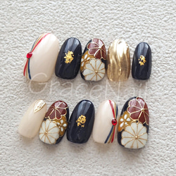 現品販売！ネイルチップ No.1001 成人式卒業式和柄振袖袴着物 ネイル