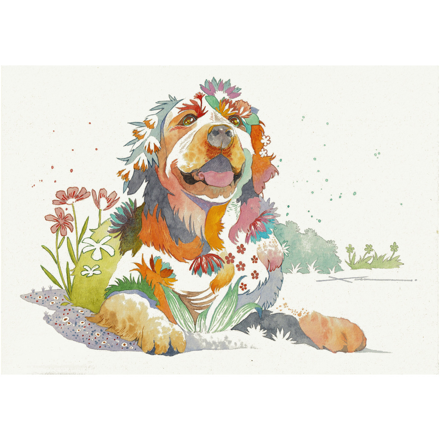 ゴールデンレトリバー_水彩原画_イラスト