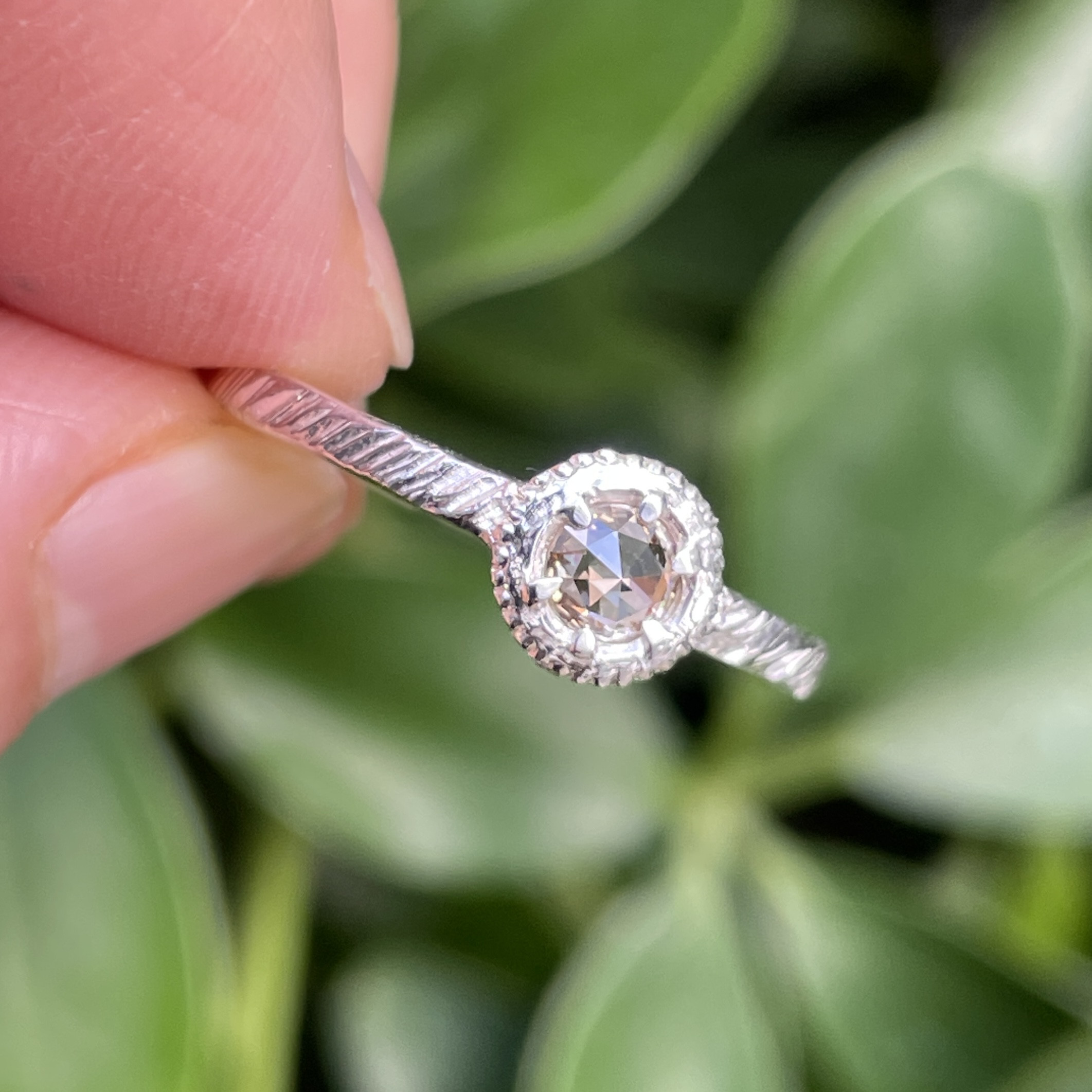 ブラウンダイヤモンド　0.21ct　ローズカット　medallion　シルバーSV925リング