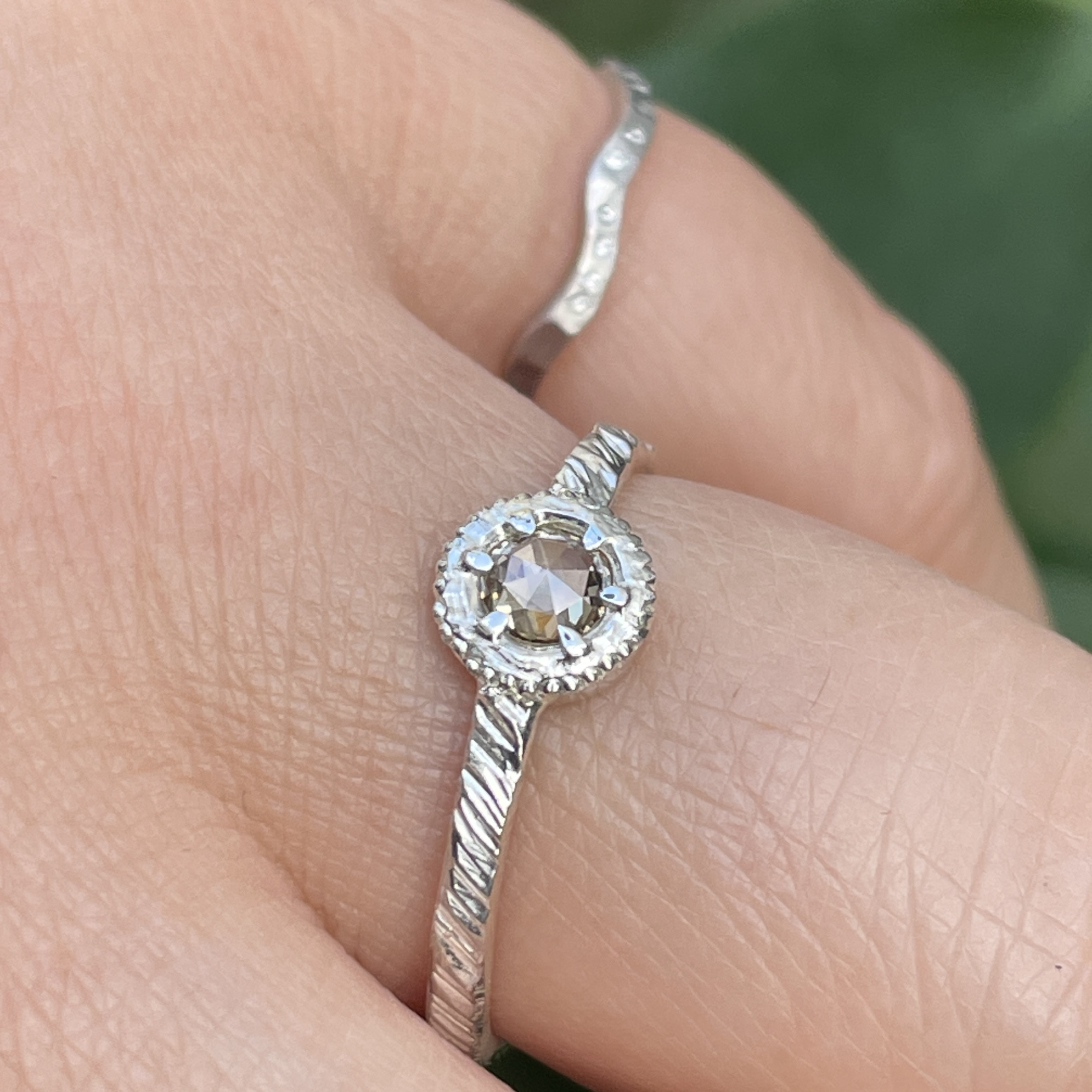 ブラウンダイヤモンド　0.21ct　ローズカット　medallion　シルバーSV925リング